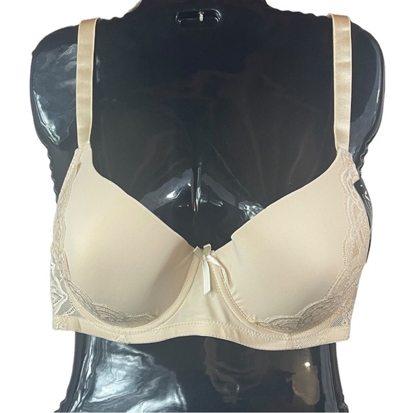 VADALALA Beige Lace Detail Underwire Padded Bra. - Picture 1 of 10